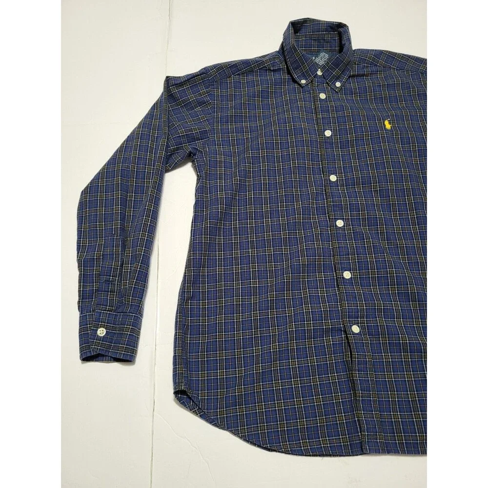 (#18) Ralph Lauren Button Down Shirt Long Sleeve Blue Size Kid's L(14-16)